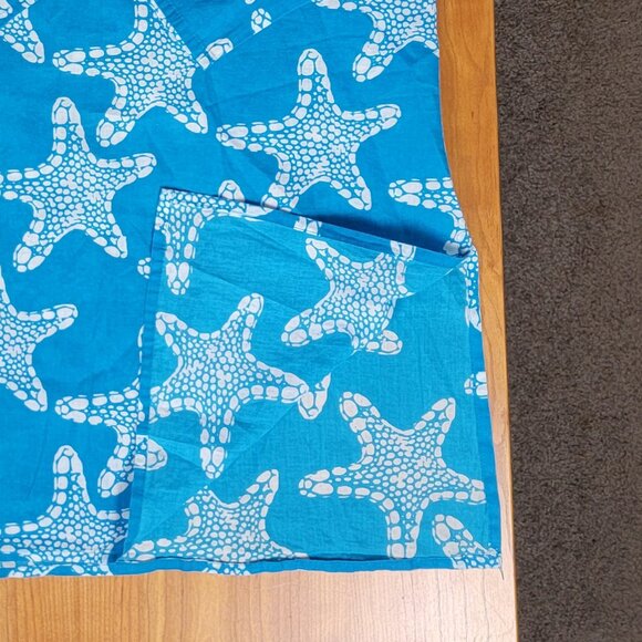 Kikisol Aqua White Starfish 100% Cotton Lightweight Tunic Coverup- XXL - Picture 7 of 9